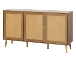 BEST MOBILIER - Goto - buffet bas - effet bois et cannage - 140 cm