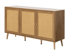 BEST MOBILIER - Goto - buffet bas - effet bois et cannage - 140 cm