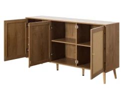 BEST MOBILIER - Goto - buffet bas - effet bois et cannage - 140 cm