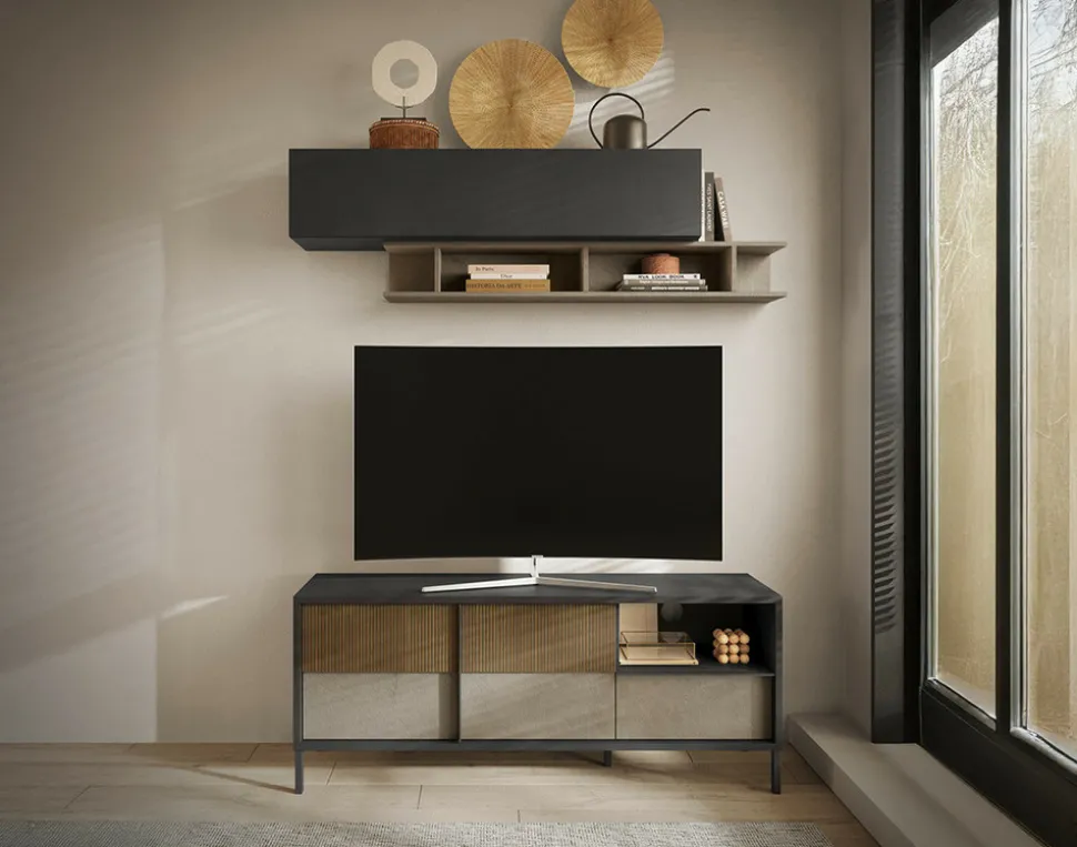 BEST MOBILIER - Jules - meuble tv - 2 portes et 1 tiroir - 156 cm