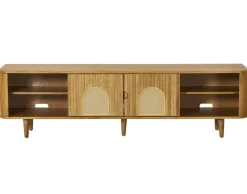 BEST MOBILIER - Milazzo - meuble tv - bois plaqué chêne et cannage - 180 cm