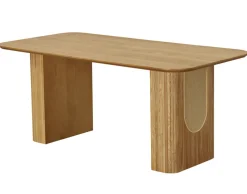 BEST MOBILIER - Milazzo - table à manger - bois plaqué chêne et cannage - 180 cm