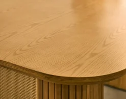 BEST MOBILIER - Milazzo - table à manger - bois plaqué chêne et cannage - 180 cm