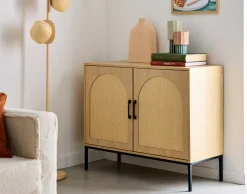 BEST MOBILIER - Nagato - buffet bas - cannage et effet bois - 100 cm