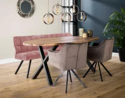 BEST MOBILIER - Neela - banc de table - en velours - 3 personnes