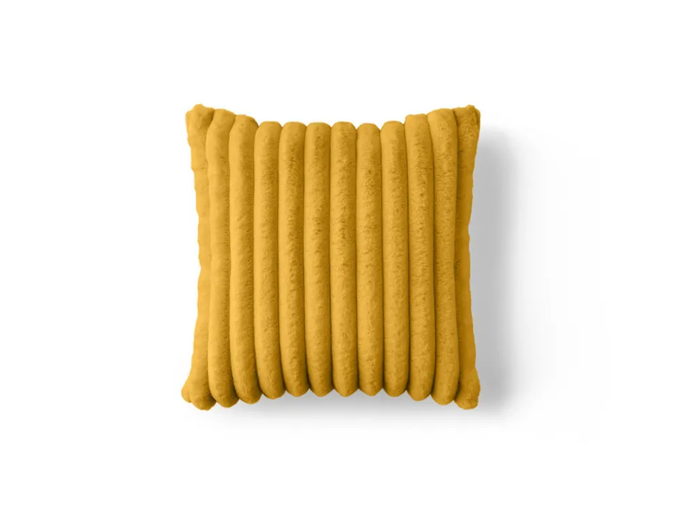 BEST MOBILIER - Pampelune - coussin - en fausse fourrure côtelé et velours - 40x40 cm