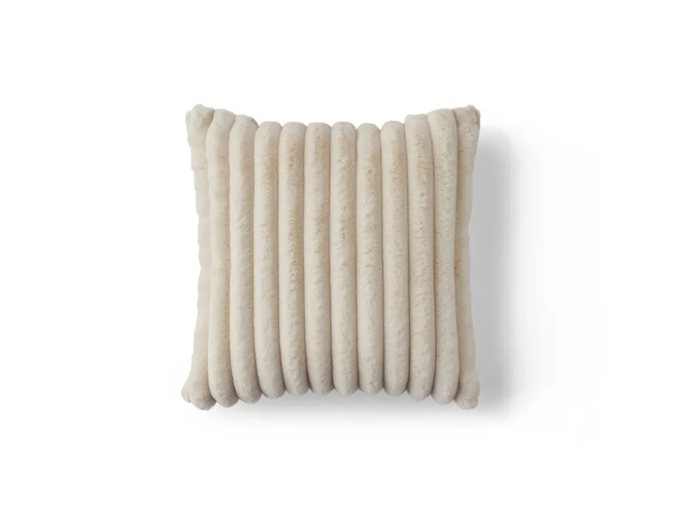 BEST MOBILIER - Pampelune - coussin - en fausse fourrure côtelé et velours - 40x40 cm