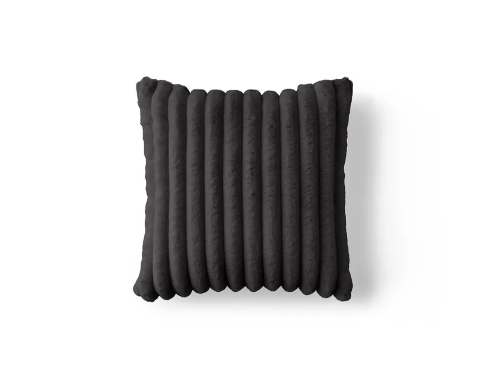 BEST MOBILIER - Pampelune - coussin - en fausse fourrure côtelé et velours - 40x40 cm