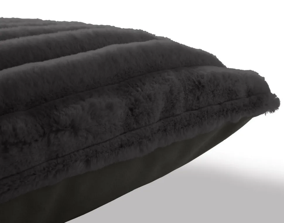 BEST MOBILIER - Pampelune - coussin - en fausse fourrure côtelé et velours - 40x40 cm