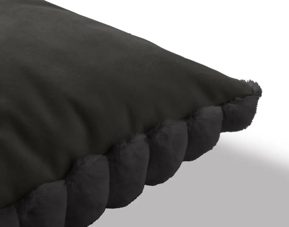 BEST MOBILIER - Pampelune - coussin - en fausse fourrure côtelé et velours - 40x40 cm