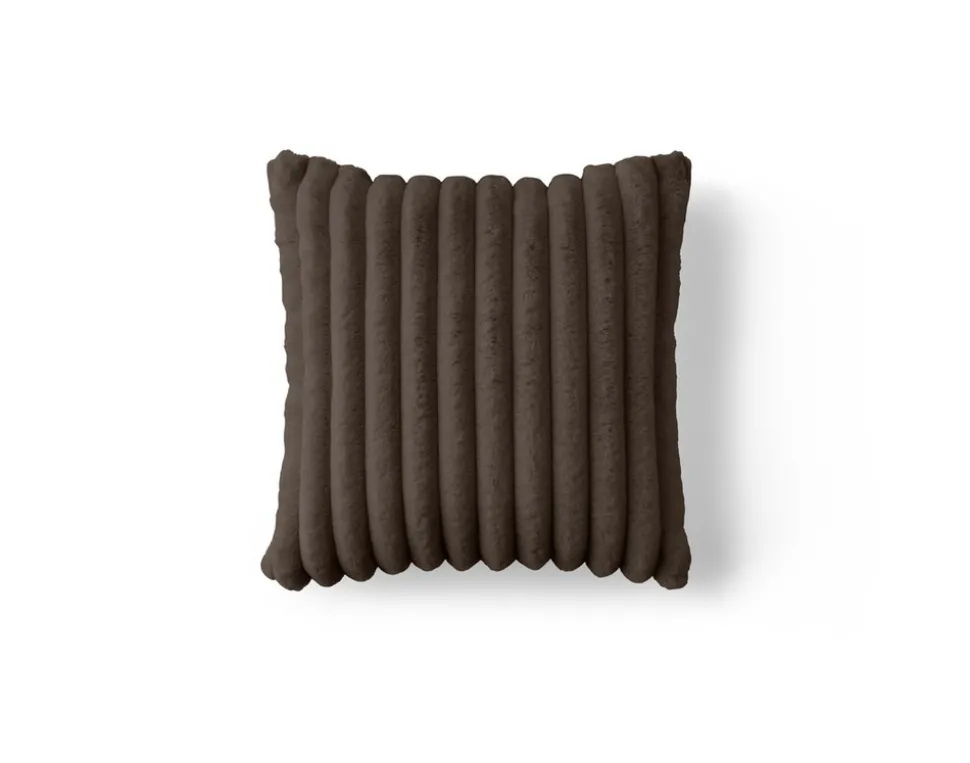 BEST MOBILIER - Pampelune - coussin - en fausse fourrure côtelé et velours - 40x40 cm