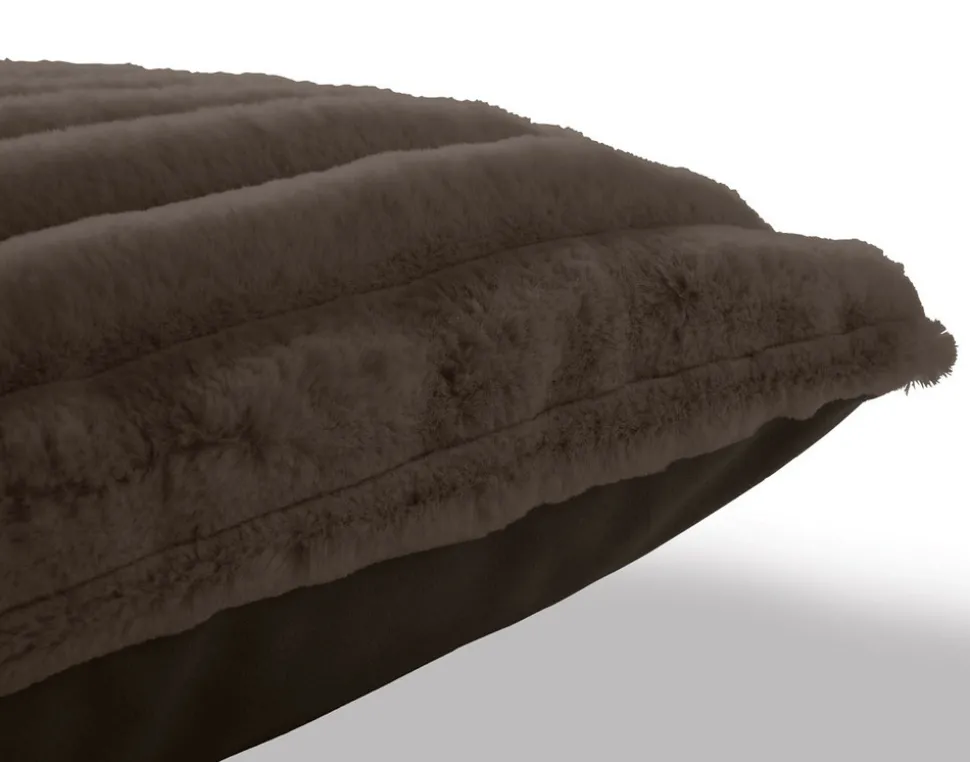 BEST MOBILIER - Pampelune - coussin - en fausse fourrure côtelé et velours - 40x40 cm