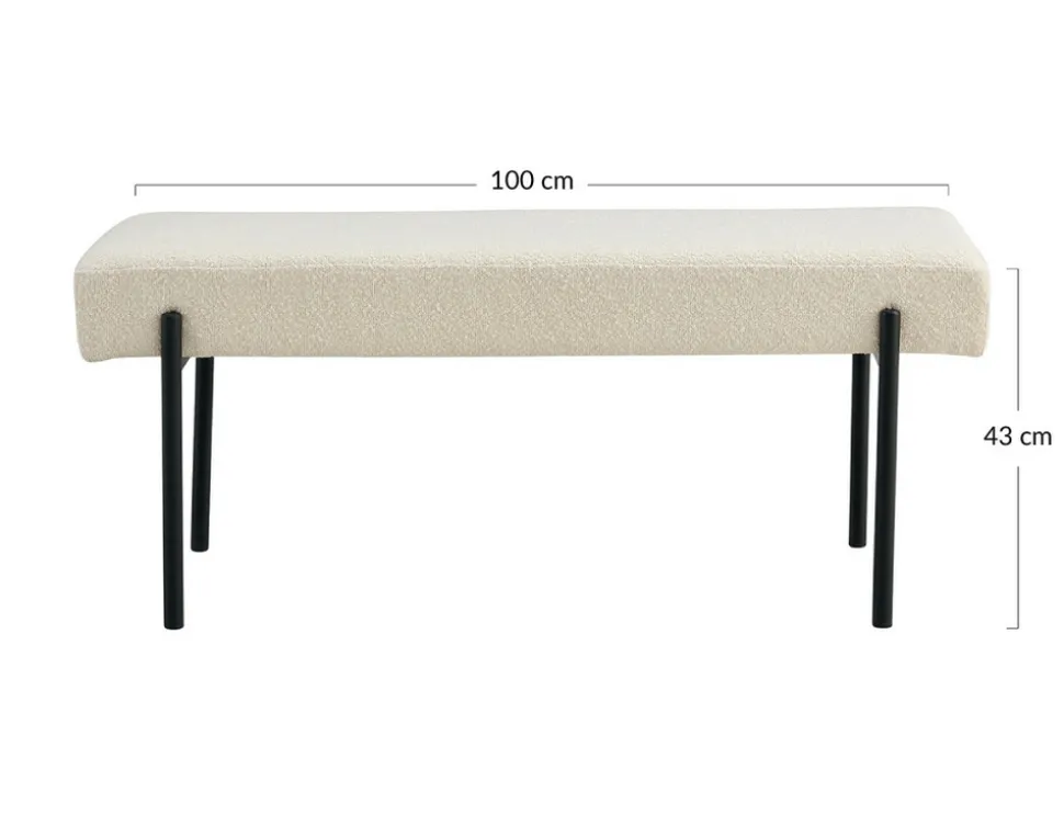 BEST MOBILIER - Romeo - banc - tissu bouclette - 100 cm