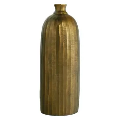 BLANC D'IVOIRE - Bouteille décorative ombline dorée 18x49cm