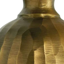 BLANC D'IVOIRE - Vase bouteille soliflore strié doré aluminium 15x41cm