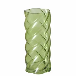 BOLTZE - Vase Curvo, en verre laqué, coloris vert - H.30xD.13cm