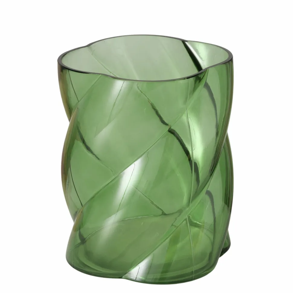 BOLTZE - Vase Curvo, en verre laqué, coloris vert - H.20,3xD.17,5cm