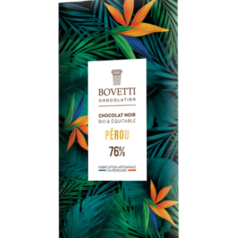 BOVETTI - Tablette chocolat noir origine Pérou 76% de cacao - 80g
