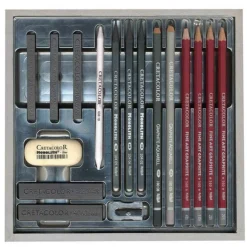 BREVILLIER'S CRETACOLOR - Coffret à dessin silver box - 17 pièces