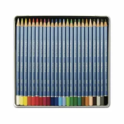 BREVILLIER'S CRETACOLOR - Set 24 crayons de couleur aquarellables - boîte métal - marino