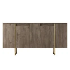 Buffet design bois et or 160 cm - 4 portes luxor
