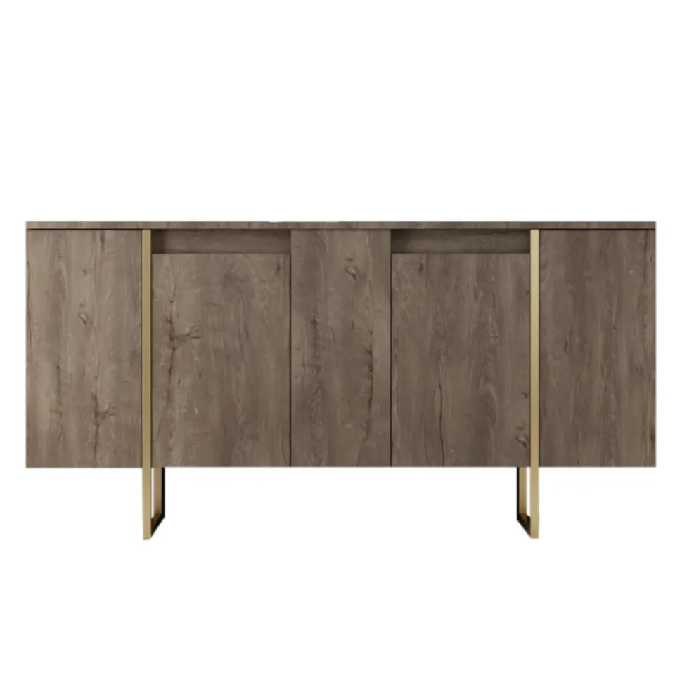 Buffet design bois et or 160 cm - 4 portes luxor