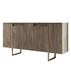 Buffet design bois et or 160 cm - 4 portes luxor