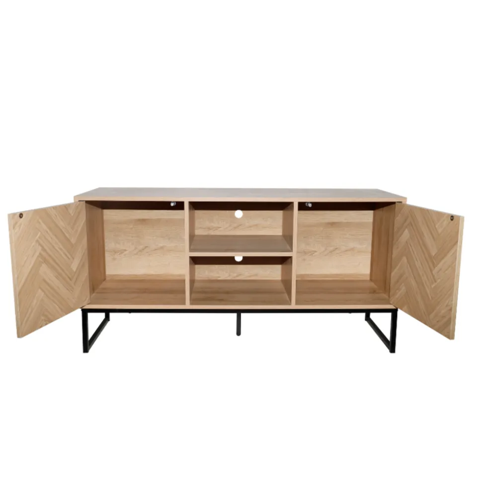 Buffet effet chevron 2 portes et 2 niches chevron