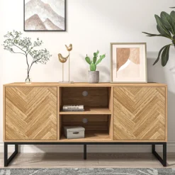 Buffet effet chevron 2 portes et 2 niches chevron