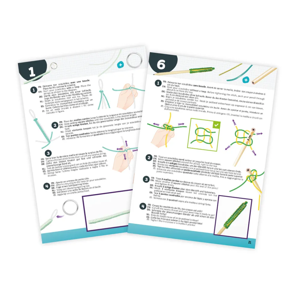 BUKI - Set de 12 modèles de Scoubidous à tisser