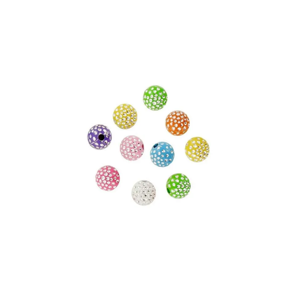 C' TOP - Perles acryliques strass (10mm), assortiment 8 coloris - 32 g