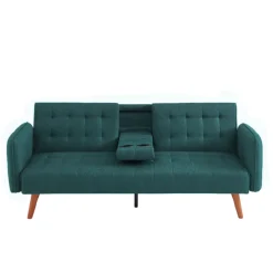 Canapé 3 places convertible avec tablette centrale rabattable vert inverness