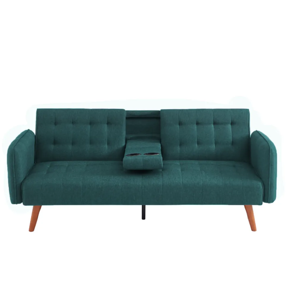 Canapé 3 places convertible avec tablette centrale rabattable vert inverness