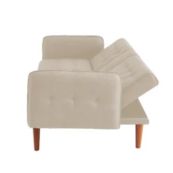 Canapé 3 places convertible avec tablette centrale rabattable beige inverness