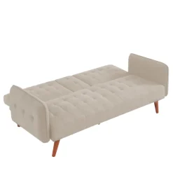 Canapé 3 places convertible avec tablette centrale rabattable beige inverness