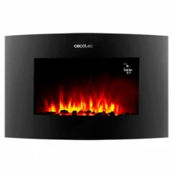 CECOTEC - Cheminée murale électrique décorative ready warm 3550 curved flames connected noir 1000 - 2000 w