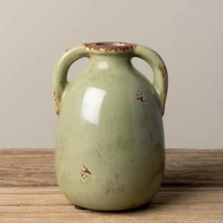 CHEHOMA - Vase à deux anses lichen céramique 12x9cm