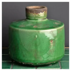 CHEHOMA - Vase bouteille large vert olive 13x13cm