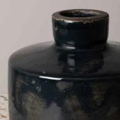 CHEHOMA - Vase bouteille large bleu marine 13x13cm