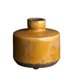 CHEHOMA - Vase bouteille large moutarde 13x13cm