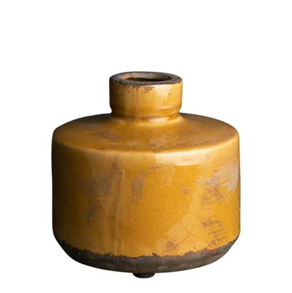 CHEHOMA - Vase bouteille large moutarde 13x13cm