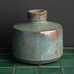 CHEHOMA - Vase bouteille large gris bleu 13x13cm