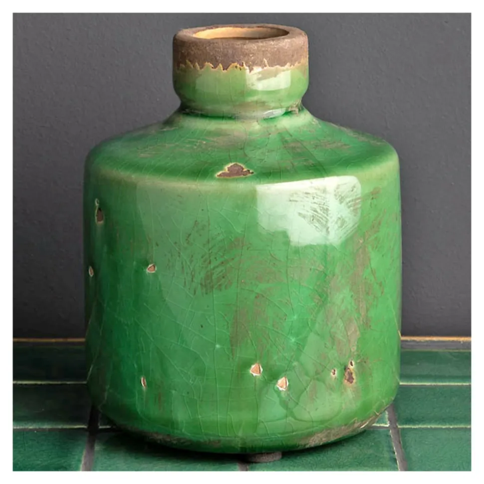 CHEHOMA - Vase bouteille vert olive 14x11cm