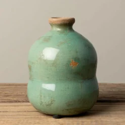 CHEHOMA - Vase bulles vert d'eau céramique 13x9cm