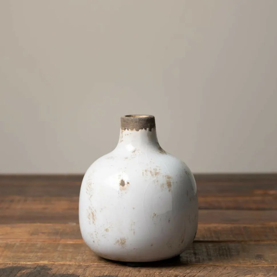 CHEHOMA - Vase céramique blanc 13x11cm