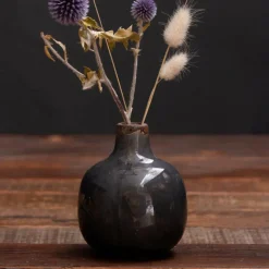 CHEHOMA - Vase céramique gris foncé 9x9cm