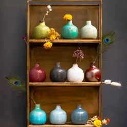 CHEHOMA - Vase céramique gris foncé 9x9cm