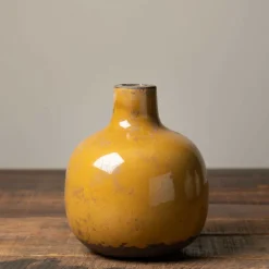 CHEHOMA - Vase céramique moutarde 16x14cm