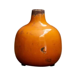 CHEHOMA - Vase céramique orange 9x9x10cm