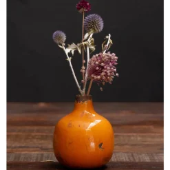 CHEHOMA - Vase céramique orange 9x9x10cm